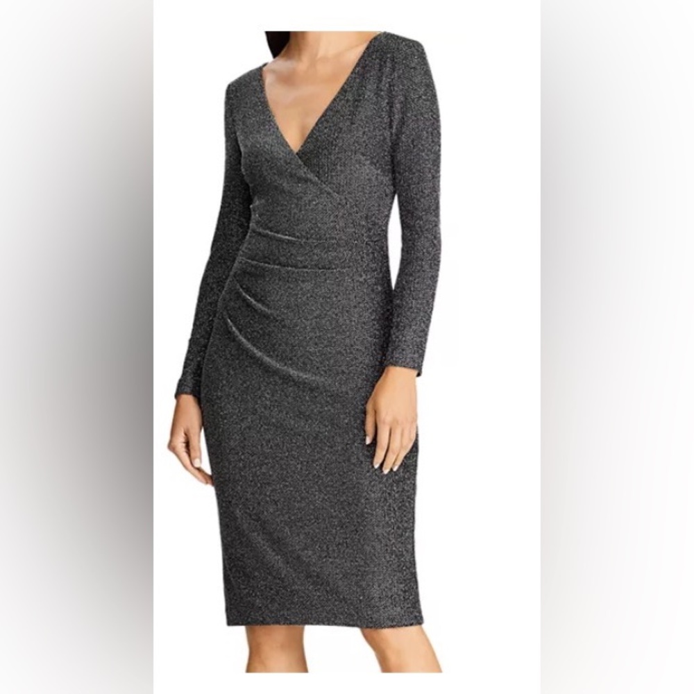 Ralph Lauren wrap dress, metallic silver